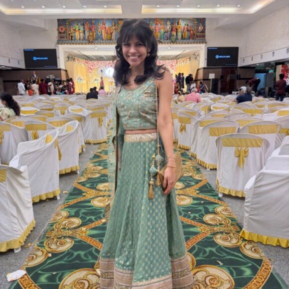 Handcrafted Jade Green Lehenga Choli 3 Piece Set – Worn Once Excellent Condition - Picture 2 of 7